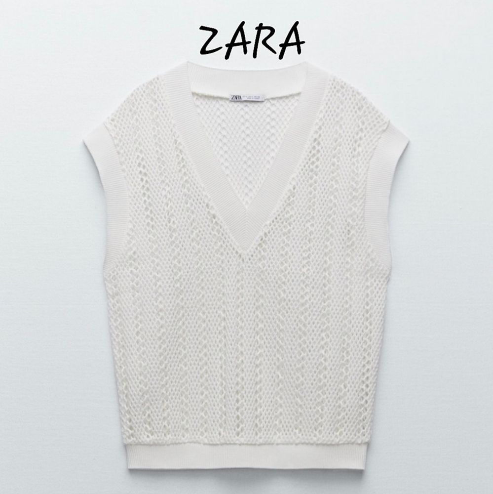 Zara White Crochet Vest size Medium - Picture 2 of 10